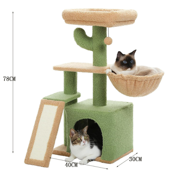 CSP001 03 Pawsometime Kratzbäume für Katzen mit Katzenbett 2-in-1 Grün
