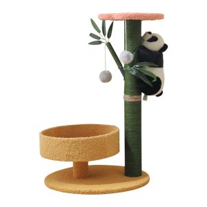 Kratzbaum Liegefläche für Spiel und Entspannung, Panda Bambus Themen Kratzbaum, Katzenkratzmöbel aus Sisal, Einfache Montage