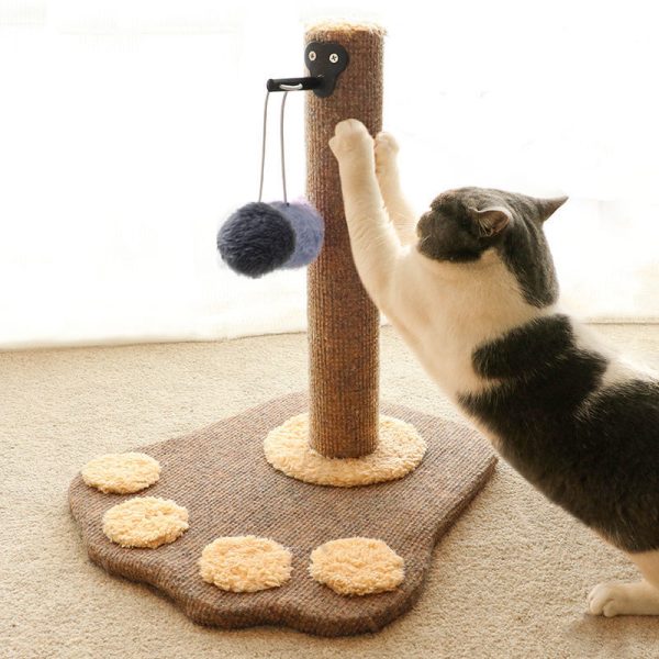 Schmale Kratzbäume mit Interaktivem Spielball, Kratzsäule in Pfotenform, Ideal zum Krallenwetzen, Katzenmöbel – Bild 4