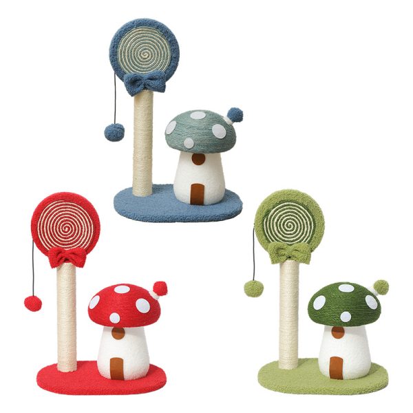 Schöner Kratzbaum, Pilzhaus Lollipop Kratzsäule, Sisal-Material, Interaktive Ball für Katzen, Drei Farben zur Auswahl – Bild 3