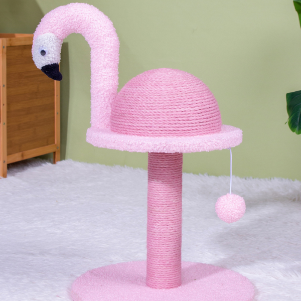 Schöne Kratzbäume im Flamingo-Design, Katzenkratzmöbel mit Interaktives Spielzeug für Katzen, Rosa – Bild 3