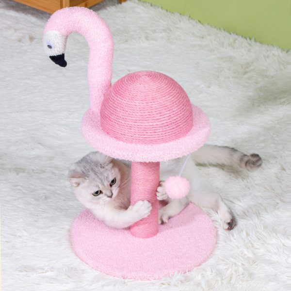 Schöne Kratzbäume im Flamingo-Design, Katzenkratzmöbel mit Interaktives Spielzeug für Katzen, Rosa – Bild 5