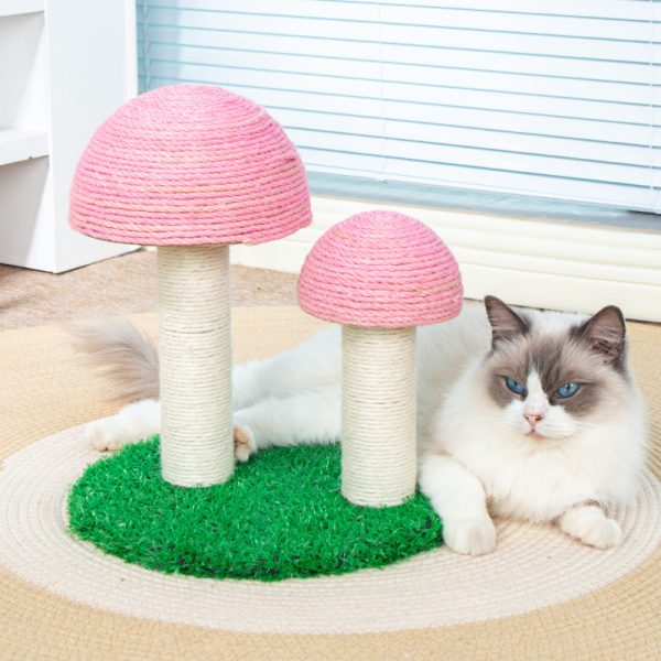 Pawsometime Kratzbaum Kitten, Doppelte Pilz-Kratzsäule mit Dickem Sisal, Bequem und Strapazierfähig, Rosa – Bild 5