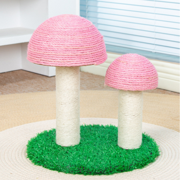 Pawsometime Kratzbaum Kitten, Doppelte Pilz-Kratzsäule mit Dickem Sisal, Bequem und Strapazierfähig, Rosa – Bild 3