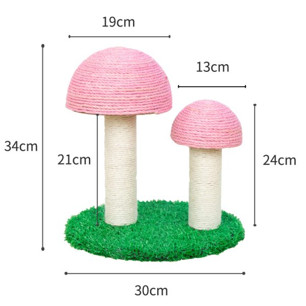 Pawsometime Kratzbaum Kitten, Doppelte Pilz-Kratzsäule mit Dickem Sisal, Bequem und Strapazierfähig, Rosa – Bild 2