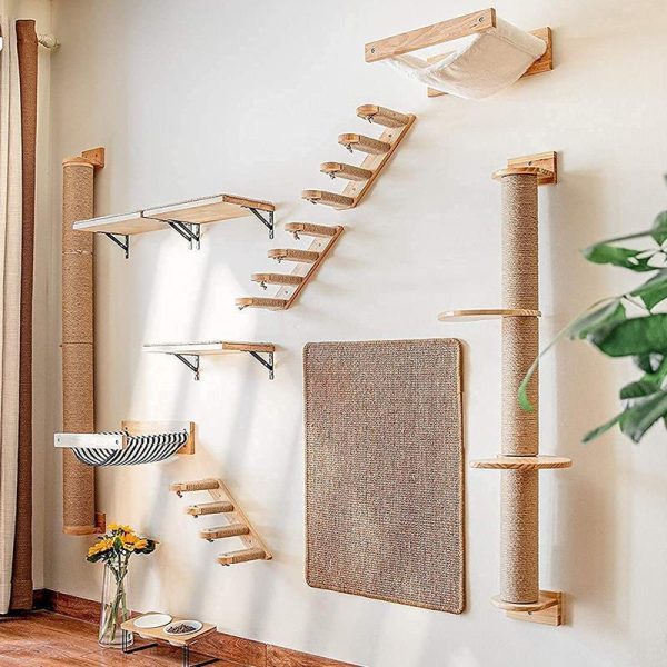 Pawsometime Kratzbaum Wand, Katzenkratzsäule mit Katzenjumping-Plattform, Strapazierfähiger Juteseil – Bild 5