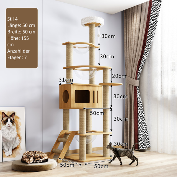 Katzenbaum Groß, Katzenbäume mit Ball Katzenspielzeug, Katzenmöbel Für große Katzen, Mehrstöckig – Bild 5