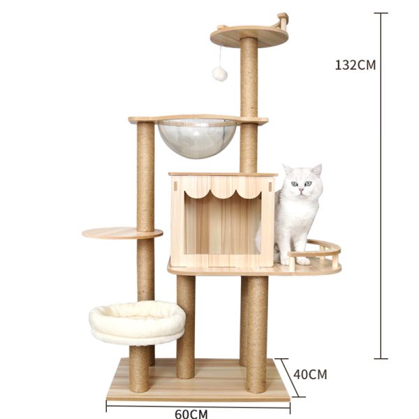Katzenbäume, Cat Trees and Towers mit Höhle, Spielzeug und Zubehör, Katzenmöbel aus Holz, stabil, mehrere Katzen – Bild 3