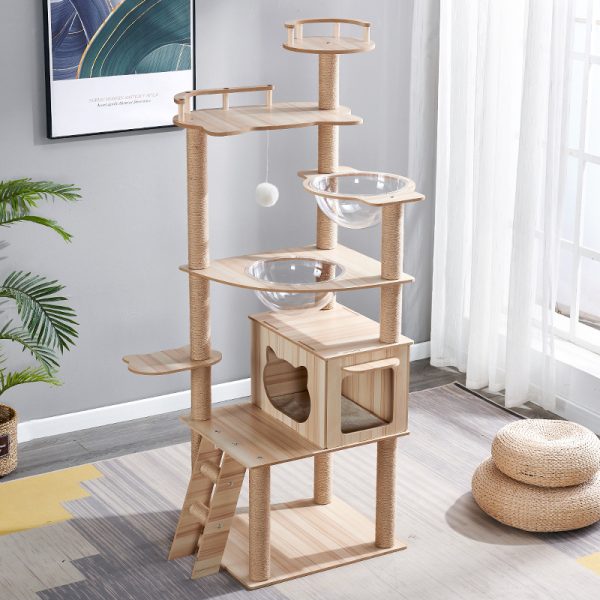 Katzenbäume, Cat Trees and Towers mit Höhle, Spielzeug und Zubehör, Katzenmöbel aus Holz, stabil, mehrere Katzen – Bild 4