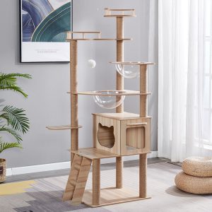 Katzenbäume, Cat Trees and Towers mit Höhle, Spielzeug und Zubehör, Katzenmöbel aus Holz, stabil, mehrere Katzen