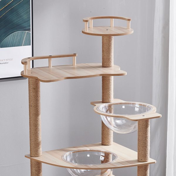 Katzenbäume, Cat Trees and Towers mit Höhle, Spielzeug und Zubehör, Katzenmöbel aus Holz, stabil, mehrere Katzen – Bild 6