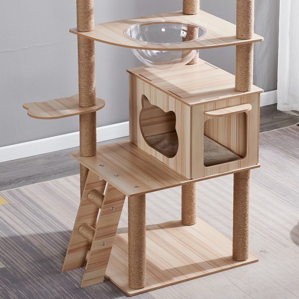 Katzenbäume, Cat Trees and Towers mit Höhle, Spielzeug und Zubehör, Katzenmöbel aus Holz, stabil, mehrere Katzen – Bild 5
