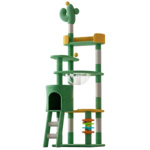 Katzenbaum Groß, Kaktus Katzenbaum, Alles-in-einem Katzenmöbel mit Spielzeug,  Mehrstöckiger Katzenturm für Große Katzen
