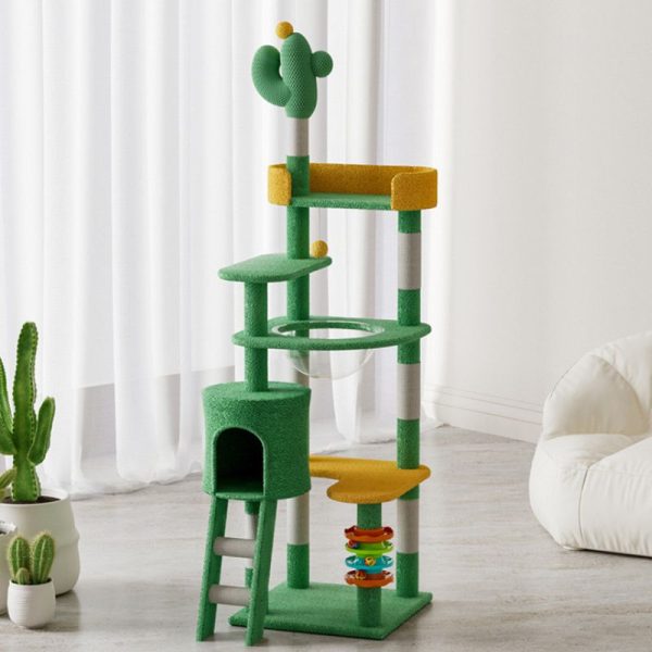 Katzenbaum Groß, Kaktus Katzenbaum, Alles-in-einem Katzenmöbel mit Spielzeug,  Mehrstöckiger Katzenturm für Große Katzen – Bild 3