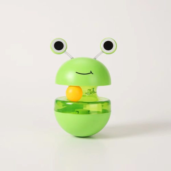 Katzenspielzeug Futter auslaufender Ball Froschform Becher Slow Food, 360° rollendes lustiges Puzzlespiel – Bild 3
