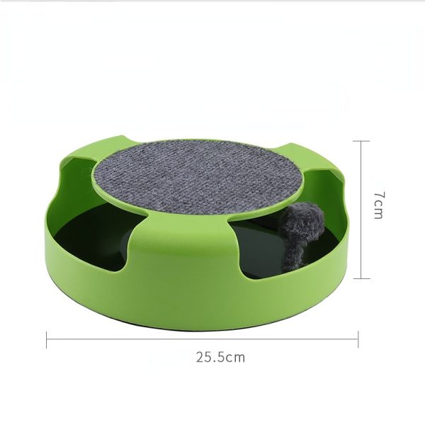 Katzenspielzeug Mausefalle 360° drehbar mit beweglicher Maus und Kratzbrett, rutschfeste Unterseite, idealer Spielspaß für Katzen – Bild 2