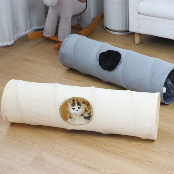 Katzen tunnel gerade, doppellagig, weicher Plüsch, großer Unterhaltungsraum im Innenbereich, faltbar (1 Stück)
