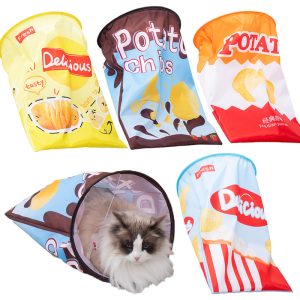 Katzen rascheltunnel Spielzeug tasche faltbar, Maus-Hängeköder, Simulierte Verpackung neuartig und interessant