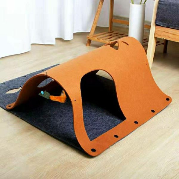 Katzentunnel Filz zelt waschbar Katzenbett DIY Labyrinth faltbar für das Spielen zu Hause, Kratzfest – Bild 2