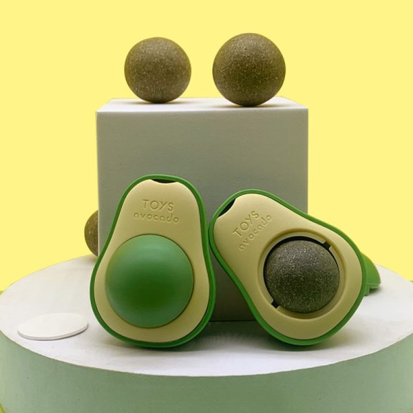 Catnip Toys Avocadoschalen, Wiederholte Verwendung Leckbälle, Indoor-Spielzeug, Selbstunterhaltung und Entspannung – Bild 3