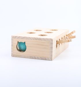 Katzenspielzeug Massivholz Whack-a-Mole, Katzenminze kann hinzugefügt werden, interaktives Spiel zum Stressabbau