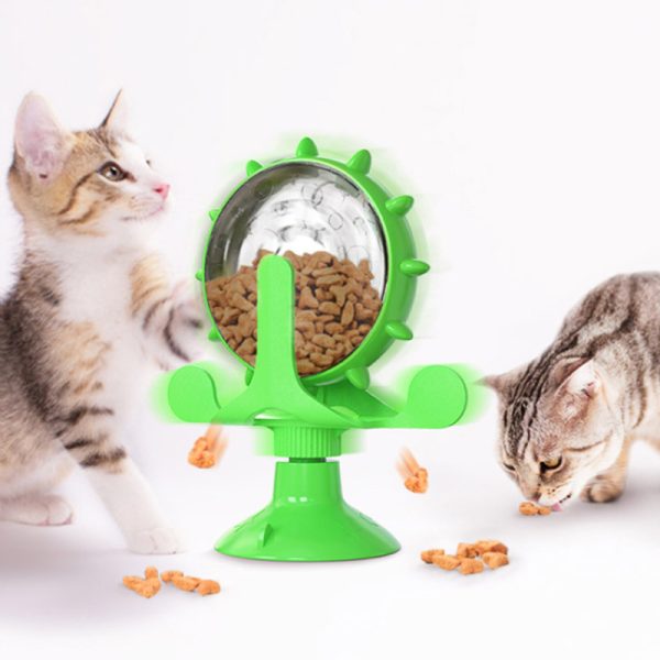 Katzenspielzeug Windmühle Drehteller auslaufendes Futterspielzeug, pädagogische Interaktion, Slow Food – Bild 4