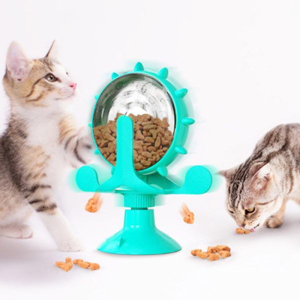 Katzenspielzeug Windmühle Drehteller auslaufendes Futterspielzeug, pädagogische Interaktion, Slow Food