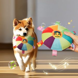 Hundespielzeug Frisbee, Hundefrisbee Plüsch Quietschend, Interaktives Hundespielzeug zum Apportieren