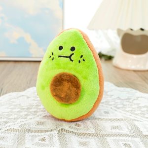 Kuscheltier für Hunde Avocado, Quietschendes Plüschspielzeug mit Kaumuskel Stimulation, Interaktives Hundespielzeug
