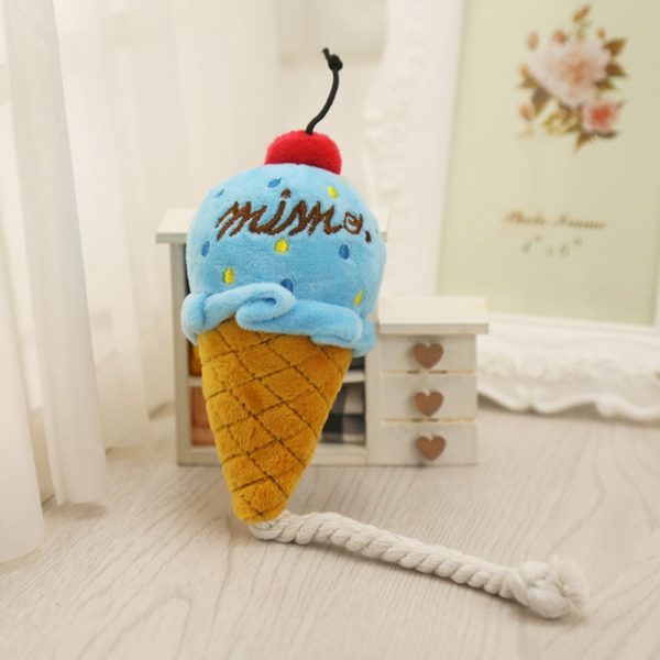 Hund Spielzeug Eiscreme Design, Robustes Plüschtier mit Quietschfunktion, Futterspielzeug für Hunde zur Beschäftigung (1 Stück) – Bild 3