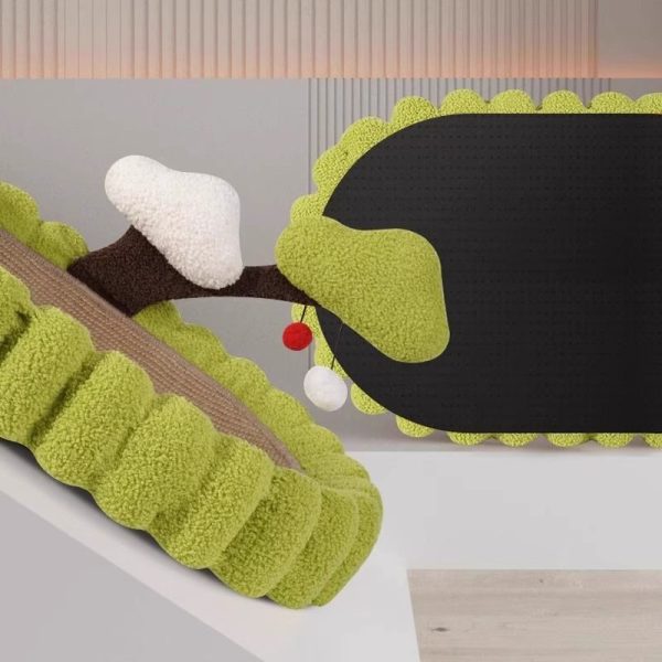 Kratzpappe Katze, Multifunktionale Sisal Kratzmatte für Katzen, Katzenmöbel mit Spielzeug und Baumdekor, Grün oder Braun – Bild 3