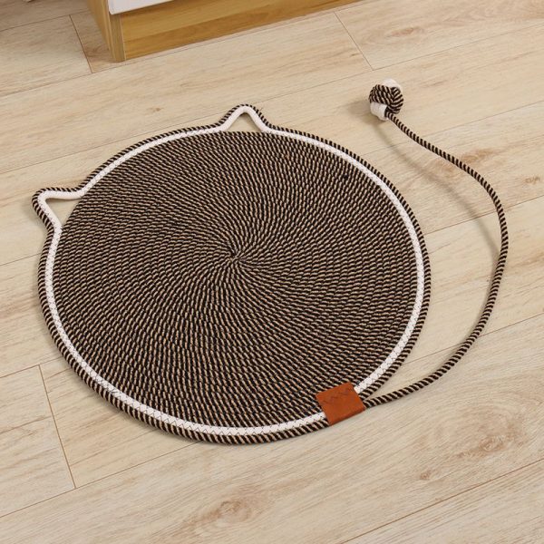 Katzenfummelbrett, Katzenkratzmatte mit süßem Katzenohren-Design, Runde, mit strapazierfähigem Baumwollspielzeugball – Bild 4