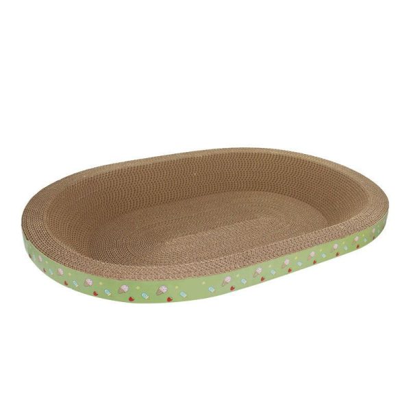 Katzen Kratzbrett Pappe, Kätzchen-Schlafnest, Rund und Oval, Katzenspielzeug aus Wellpappe, hellem Grün