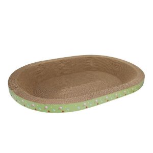 Katzen Kratzbrett Pappe, Kätzchen-Schlafnest, Rund und Oval, Katzenspielzeug aus Wellpappe, hellem Grün