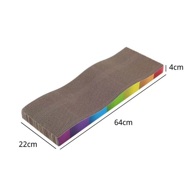 Kratzbrett für Katzen aus Pappe, großes Kratzpappe in Regenbogenfarben, Wellen-Design, für Katzen aller Größen – Bild 2