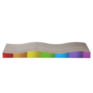 Kratzbrett für Katzen aus Pappe, großes Kratzpappe in Regenbogenfarben, Wellen-Design, für Katzen aller Größen