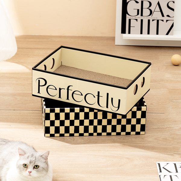 Katzen Kratzpappe, Box Kratzbrett für Katzen aus Wellpappe, Multifunktionale Katzenkorb und Kratzspielzeug – Bild 4