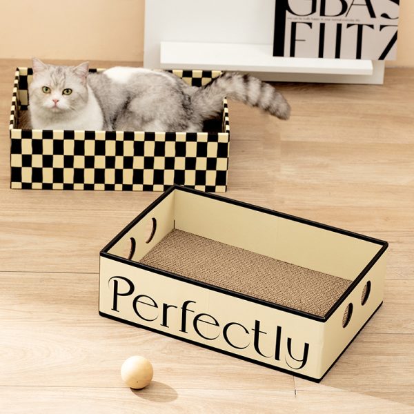 Katzen Kratzpappe, Box Kratzbrett für Katzen aus Wellpappe, Multifunktionale Katzenkorb und Kratzspielzeug – Bild 5