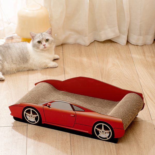 Katzen Kratzbrett Pappe, Rennwagen-Design Katzenkratzbrett aus Wellpappe, langlebig für Katzen zum Kratzen und Spielen – Bild 3