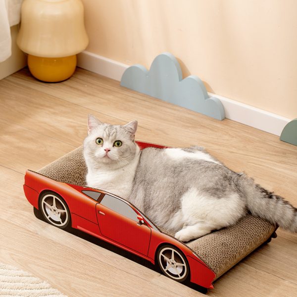 Katzen Kratzbrett Pappe, Rennwagen-Design Katzenkratzbrett aus Wellpappe, langlebig für Katzen zum Kratzen und Spielen – Bild 4