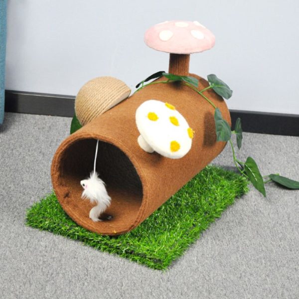 Katzenhöhle, Kratzbrett für Katzen, Tunnel Katze Kratzbrett, lustigem Baumstamm-Design, Für kleine Katzen, Tunnel Durchmesser 22 cm – Bild 4
