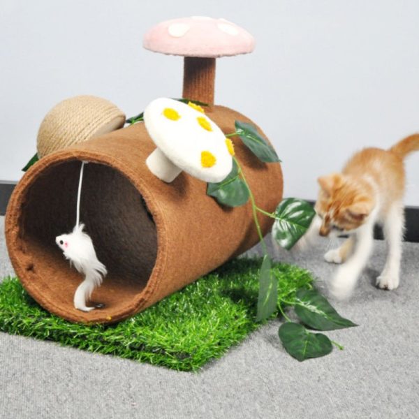Katzenhöhle, Kratzbrett für Katzen, Tunnel Katze Kratzbrett, lustigem Baumstamm-Design, Für kleine Katzen, Tunnel Durchmesser 22 cm – Bild 3
