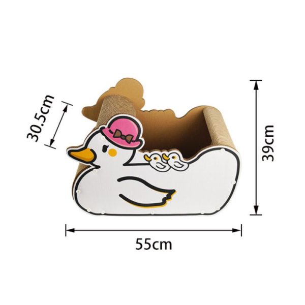Kratzbrett Katze, Enten-Design, Karton Katzenkratzer mit Glöckchenball, Kratz Wellpappe, Niedlich und Praktisch – Bild 2