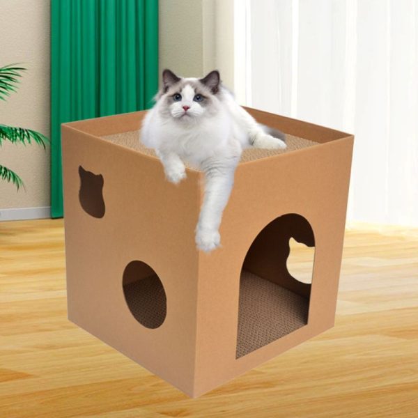 Katzen Kratzpappe, Kratzbrett aus Pappe für Katzen, Stehendes Kratzmöbel aus Wellpappe für Kratzen und Entspannen – Bild 4
