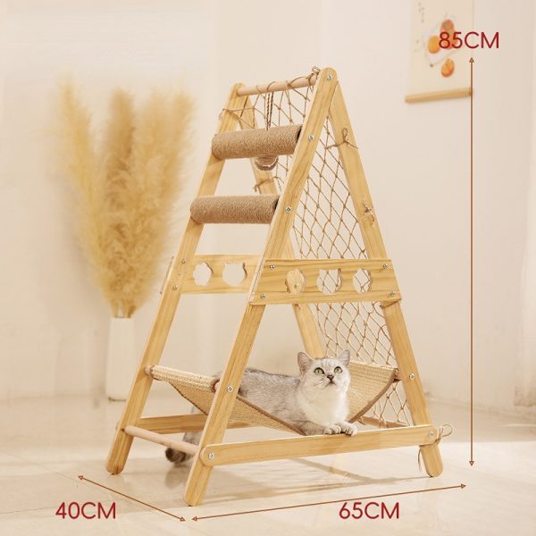 Kratzbrett für Katzen, Kratzmöbel Katze, integriertem Klettergerüst und Dreiecksdesign, 100% Naturmaterialien für Ihr Zuhause – Bild 2