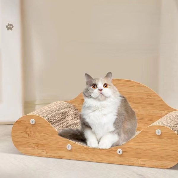 Katzen Kratzbrett U-Design, 60 x 24 x 23cm Katzen mit Ruhefläche, Katzenmöbel mit Anti-Rutsch-Basis für Spiel und Entspannung – Bild 3