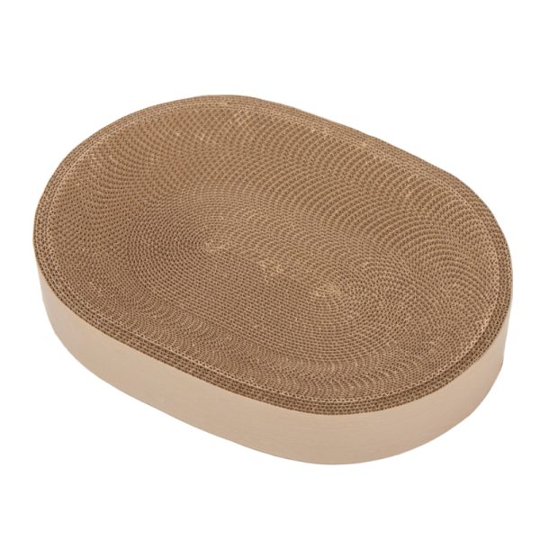 Katzen Kratzpappe, Kratzbrett aus Pappe für Katzen, Ovales Katzenkissen Rest, 2 Designs zur Auswahl – Bild 5