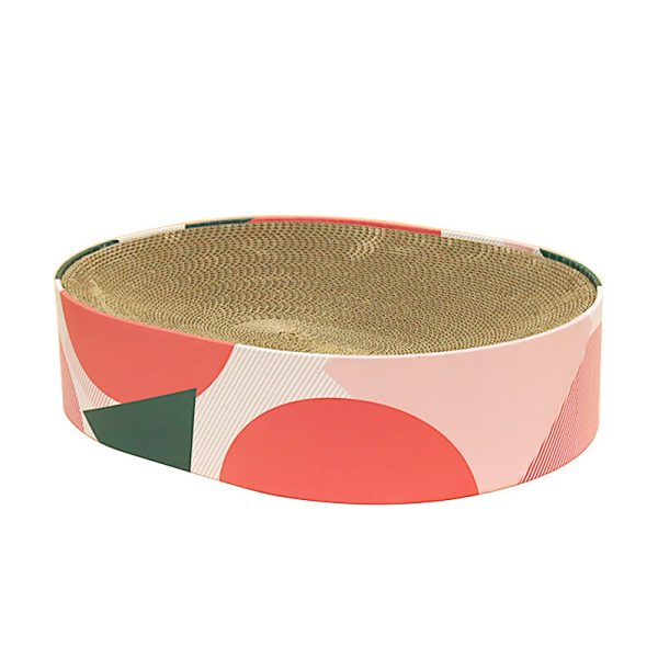 Katzen Kratzpappe, Kratzbrett aus Pappe für Katzen, Ovales Katzenkissen Rest, 2 Designs zur Auswahl – Bild 2