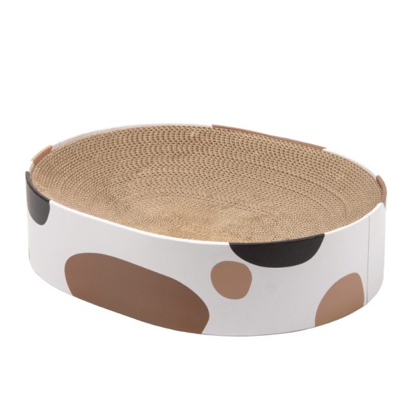 Katzen Kratzpappe, Kratzbrett aus Pappe für Katzen, Ovales Katzenkissen Rest, 2 Designs zur Auswahl – Bild 3