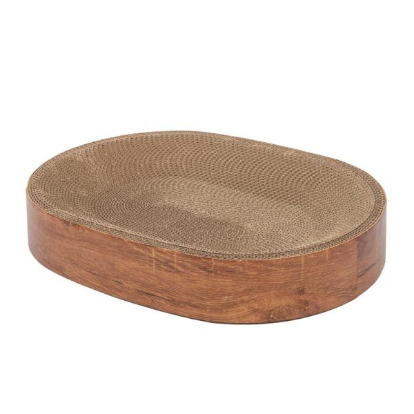 Katzen Kratzpappe, Kratzbrett aus Pappe für Katzen, Ovales Katzenkissen Rest, 2 Designs zur Auswahl – Bild 4